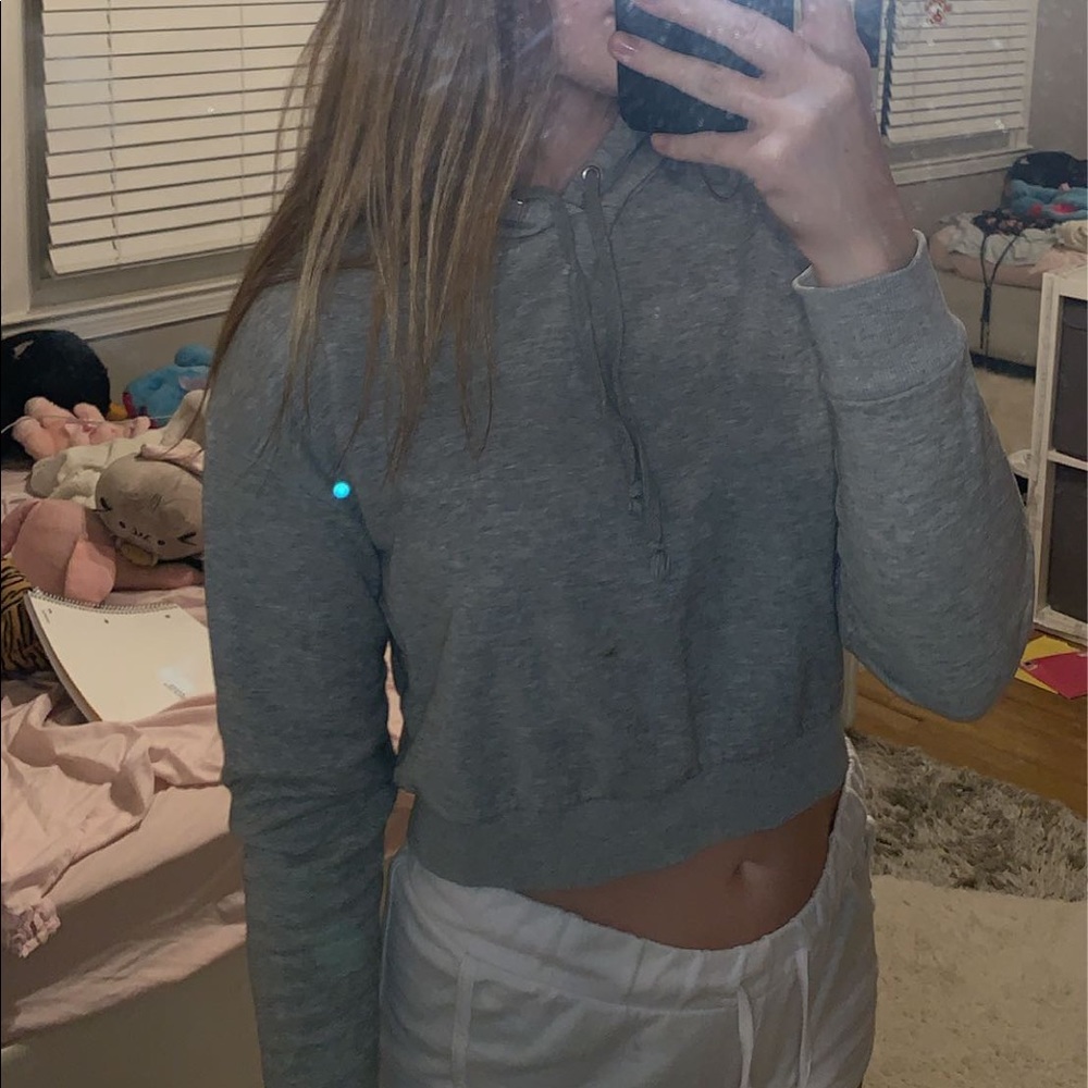 Grey Cropped Hoodie